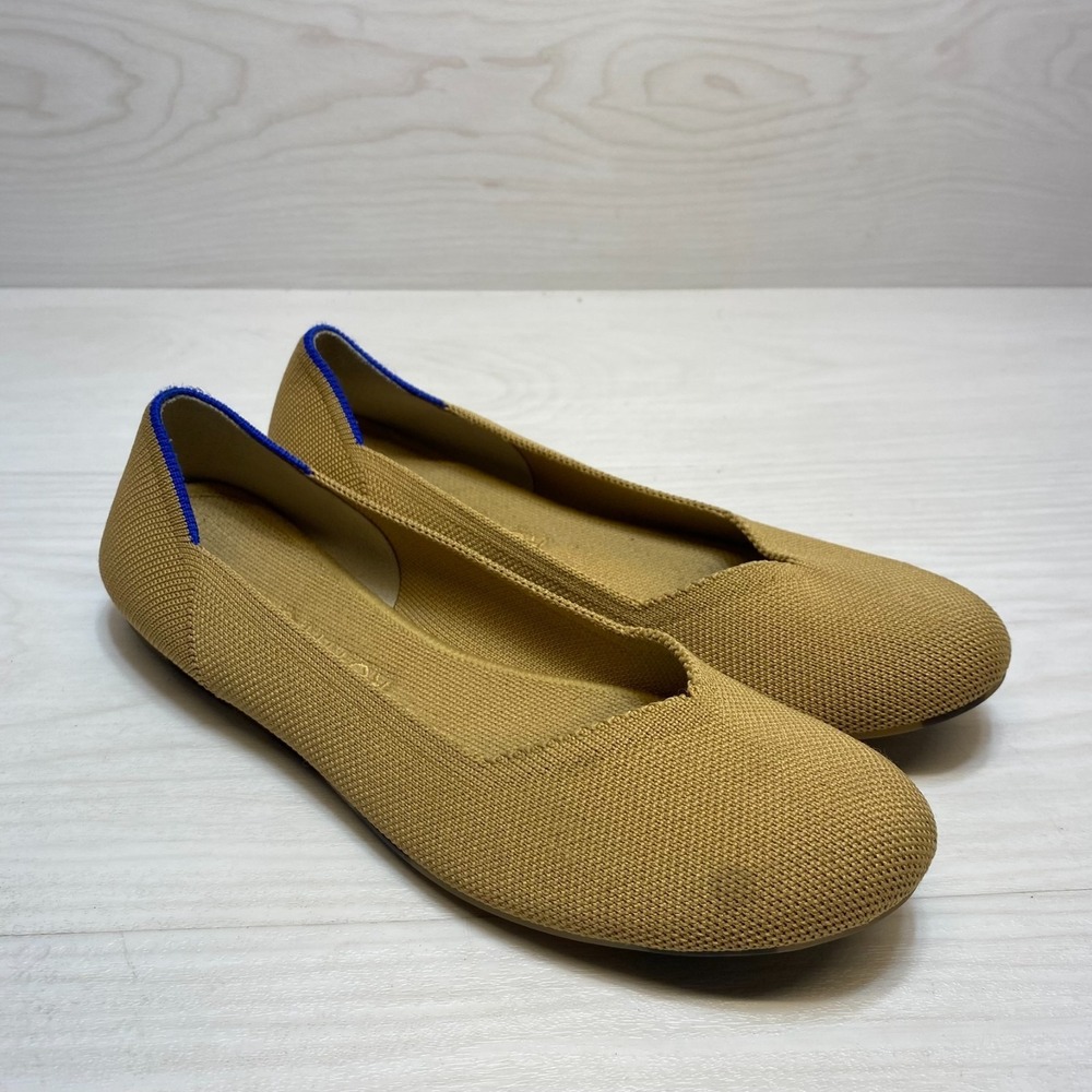 Rothy's The Flat Slip On Ballet Flats Women's Size 8 Tan Knit Round Toe Comfort